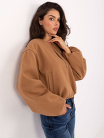 Camelowa krótka kurtka z suwakiem 