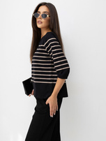 Czarna bawełniana  bluzka oversize w paski 