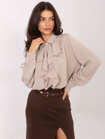 Beżowa damska koszula z ozdobnymi guzikami
