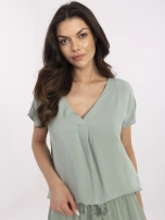 Pistacjowa bluzka z krótkim rękawem SUBLEVEL