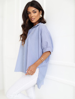 Biało-granatowa koszula z kokardą na plecach RUE PARIS