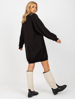 Hurt Czarna długa bluza oversize z aplikacją z dżetów 