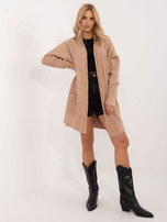 Hurtownia Camelowy damski kardigan bez zapięcia