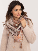 Hurt Ciemnobeżowo-brązowa damska chusta we wzory