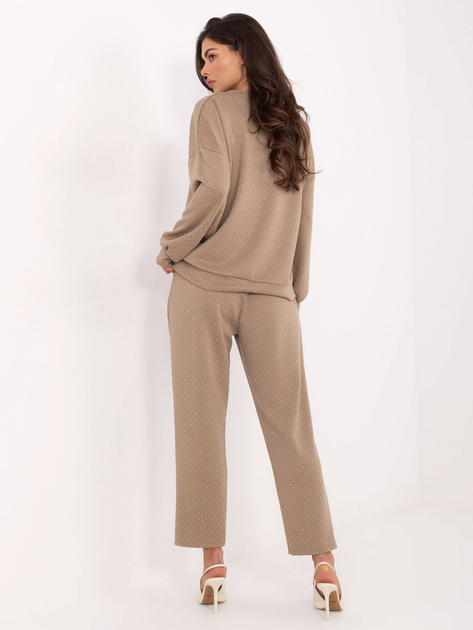 Ciemnobeżowy elegancki komplet z dżetami RUE PARIS