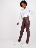 Ciemnobordowe legginsy ze skóry ekologicznej Briana RUE PARIS