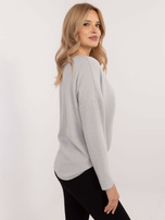 Hurt Jasnoszary sweter oversize w jednolitym kolorze