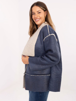 Granatowa damska kurtka z podszewką z misia