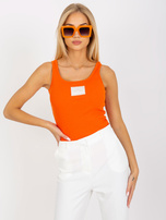 Pomarańczowy prążkowany top z bawełny OCH BELLA 