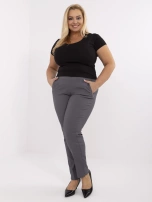 Grafitové elegantní kalhoty plus size s kapsami.