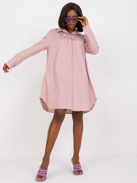 Brudnoróżowa koszula damska z ozdobnymi guzikami Noelle