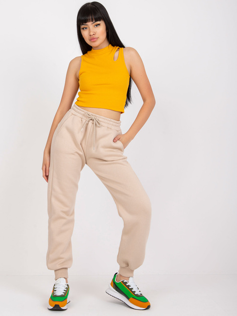 Beżowe spodnie dresowe basic slim fit Julia