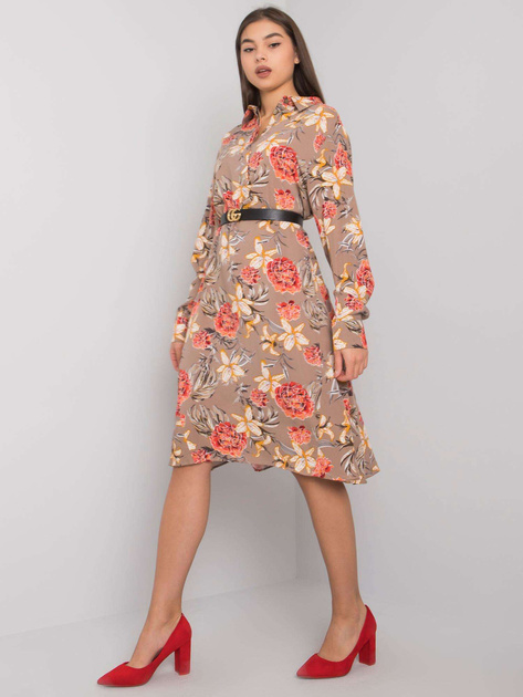 Ciemnobeżowa wzorzysta sukienka Christelle