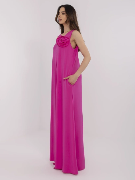 Fuksjowy elegancki kombinezon bez rękawów