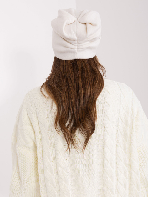 Hurtownia Ecru czapka damska z kaszmirem