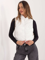 Hurtownia Ecru krótka kamizelka pikowana z kieszeniami