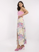 Light beige midi skirt with an elastic waistband.