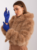 Hurt Kobaltowe dotykowe rękawiczki z ozdobnym paskiem