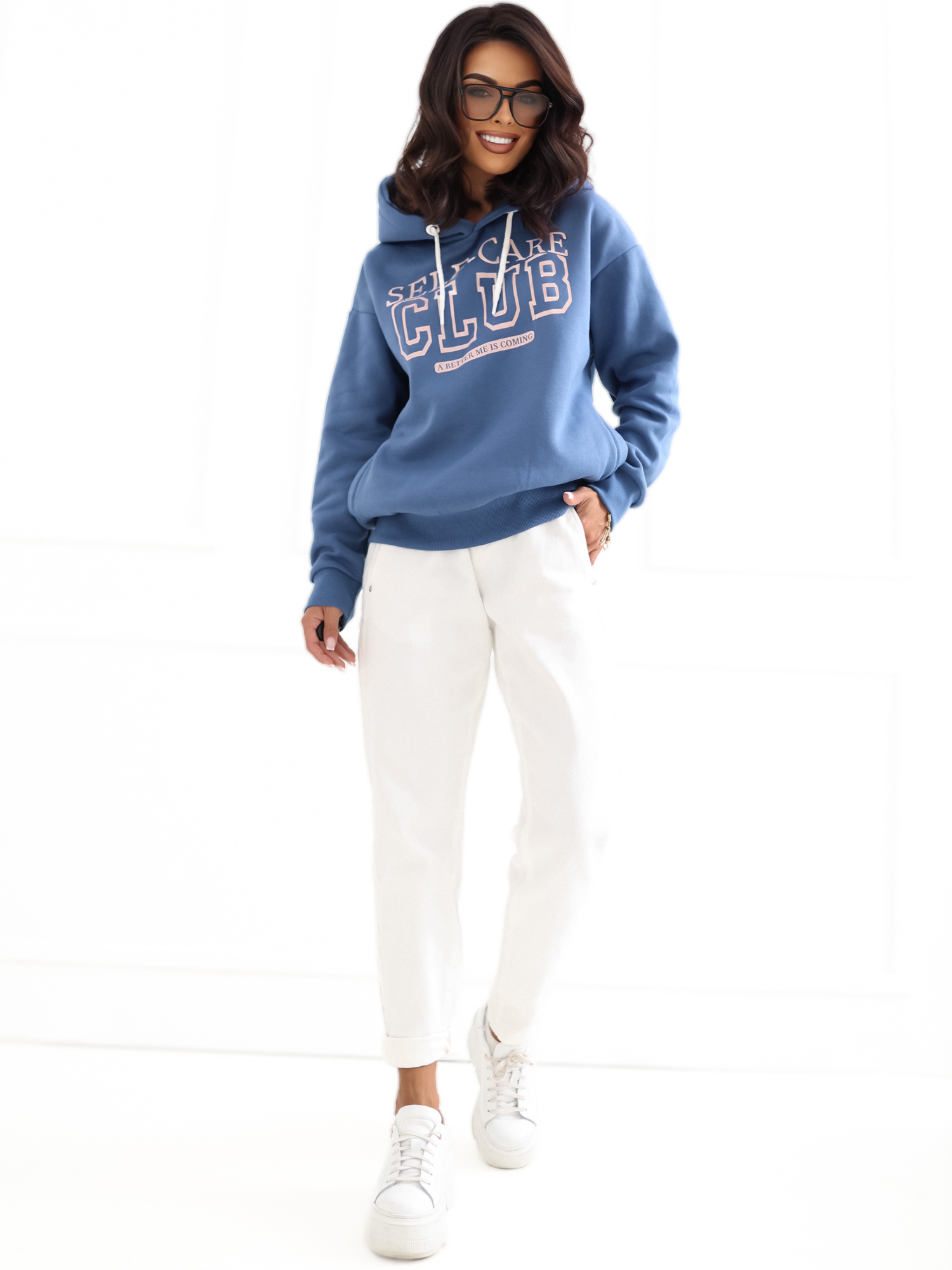 Brudnoniebieska damska bluza z kapturem URBAN SURFACE
