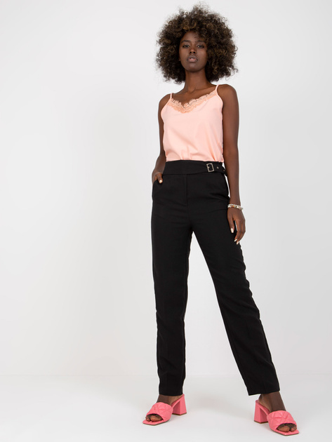 Hurt Czarne garniturowe spodnie z materiału z prostą nogawką