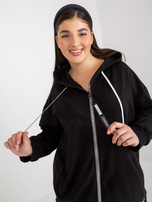 Hurtownia Czarna rozpinana bluza plus size z napisami