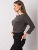 Dark khaki cotton blouse with cantrice inscription
