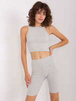 Hurt Jasnoszary melanżowy komplet casualowy z topem