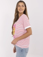 Czerwono-biała letnia bluzka z włoskim motywem