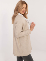 Hurtownia Beżowy sweter oversize z dekoltem V