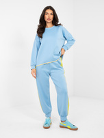 RUE PARIS Pastelowy niebieski damski komplet z bluzą oversize