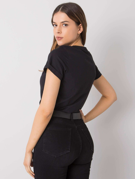 Czarny t-shirt z nadrukiem Ibbie RUE PARIS