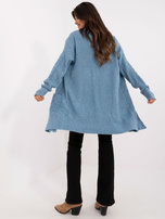 Hurtownia online Niebieski luźny kardigan z kieszeniami