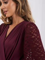 Bordowe eleganckie body z głębokim dekoltem