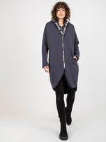 Hurt Grafitowa długa dresowa bluza rozpinana oversize 