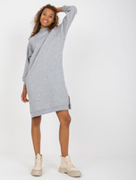 Hurtownia Jasnoszara prosta sukienka dresowa z rozcięciami 