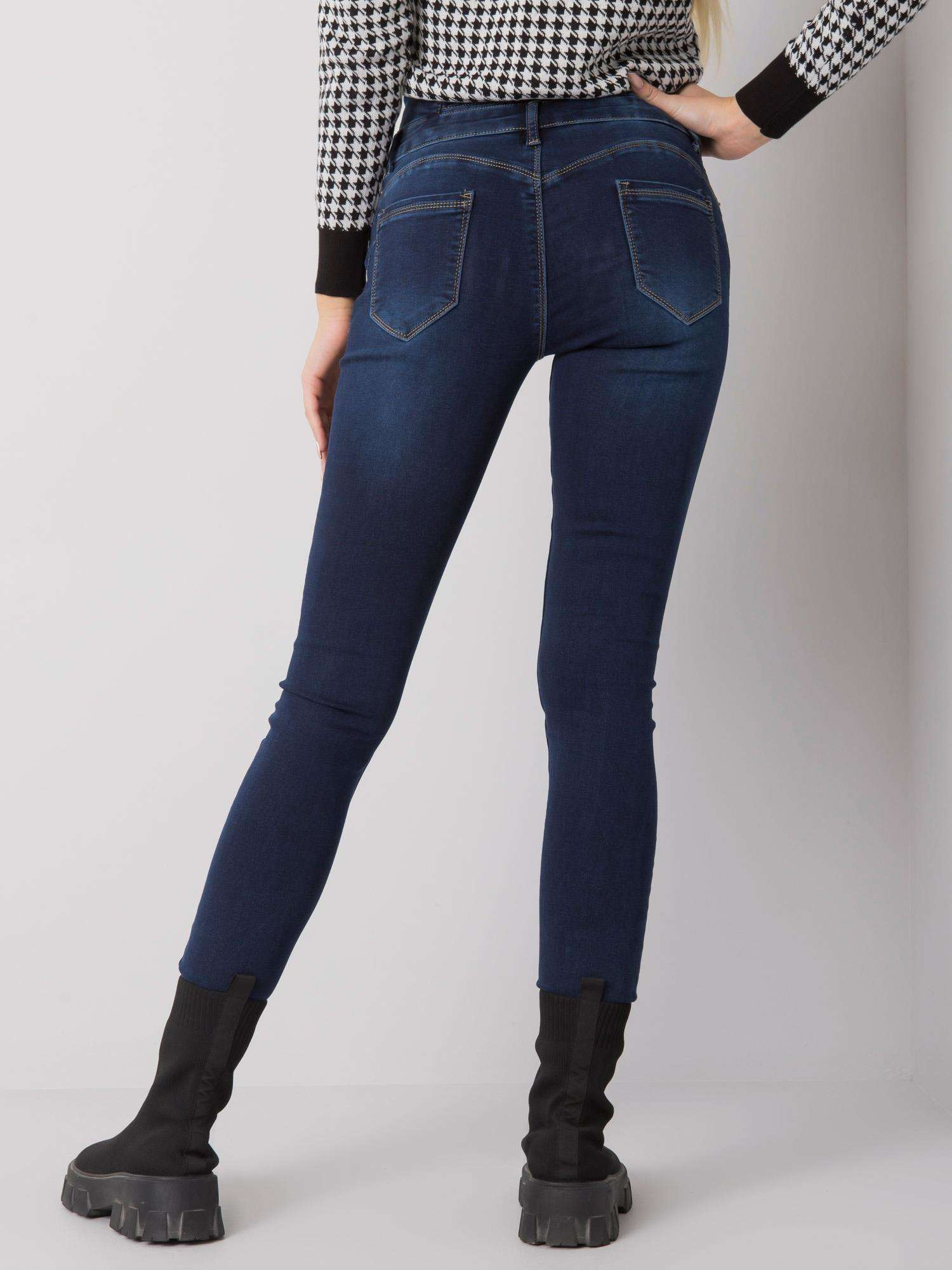 Ciemnoniebieskie jeansy rurki high waist Garland