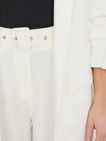 Ecru elegancki komplet z paskiem RUE PARIS