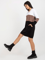 Hurt Biało-czarna sukienka basic z kieszeniami RUE PARIS