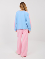 Różowo-niebieski dresowy komplet z miękkiego materiału RUE PARIS 