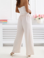 Jasnobeżowe szerokie spodnie z wiskozy