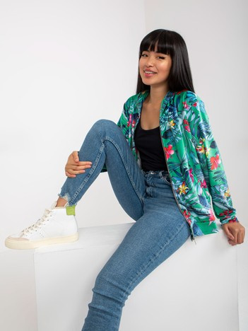 Hurt Zielono-niebieska welurowa bluza z nadrukiem RUE PARIS