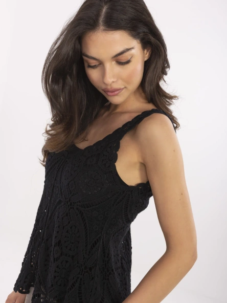 Czarna ażurowa bluzka 2w1 na lato