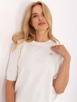 Ecru damski sweter w jednolitym kolorze 