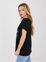 Czarna casualowa bluzka z cekinami