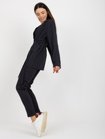 Hurt Granatowa elegancka marynarka od garnituru z paskiem