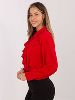Czerwona elegancka koszula z żabotem