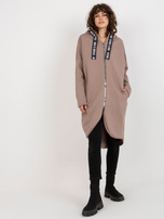 Hurt Ciemnobeżowa długa dresowa bluza rozpinana z kapturem