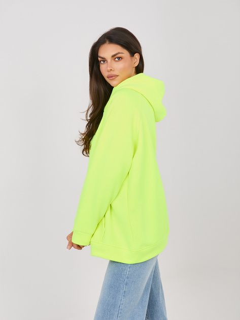 Fluo żółta ocieplana bluza oversize z kapturem RUE PARIS