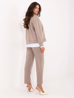 Beżowy casualowy komplet z luźną bluzą