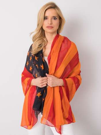 Rot-orange Schal mit Print.